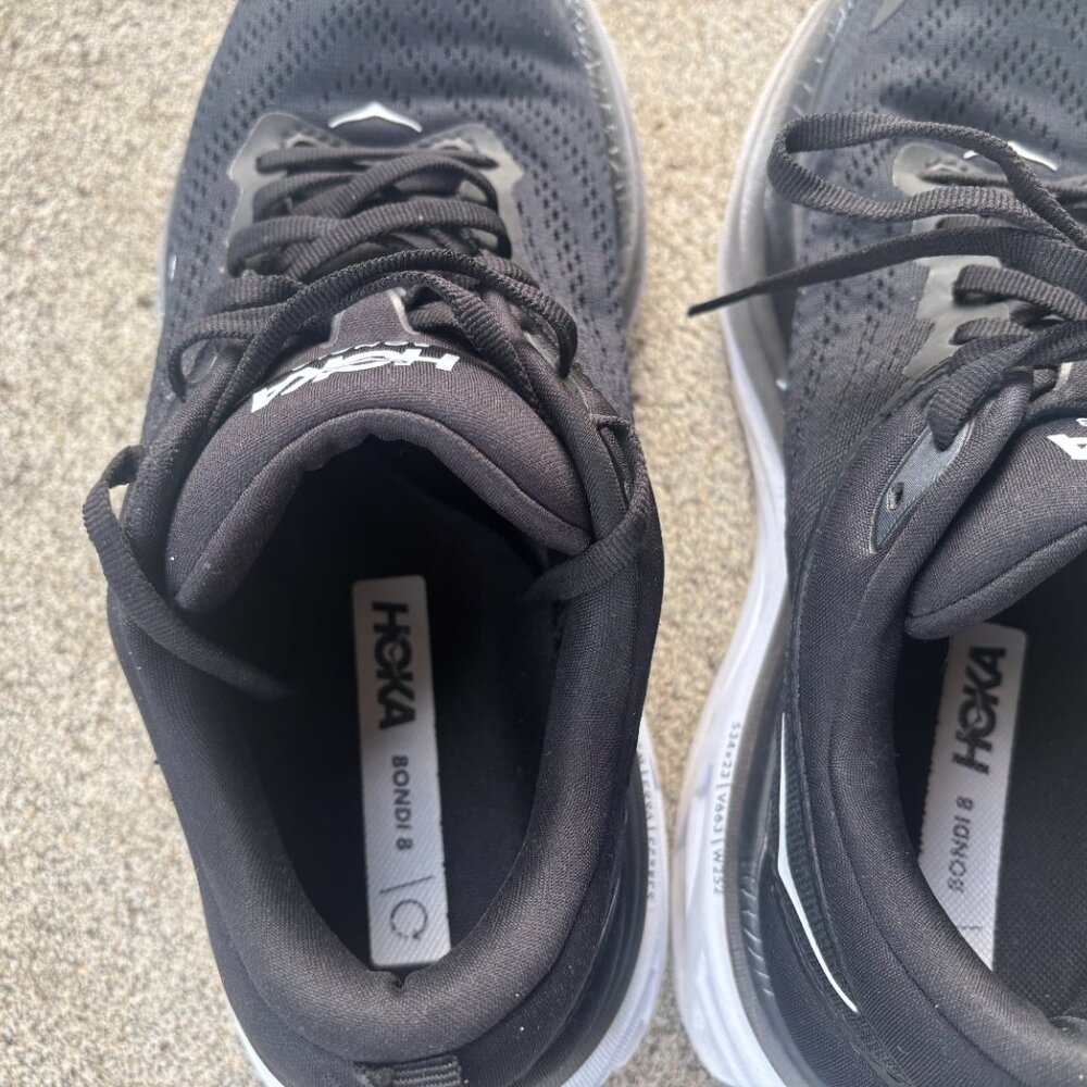 Hoka One One Bondi 8 Size 10B Women's Running Shoes Black White Athletic Shoes - Picture 5 of 8